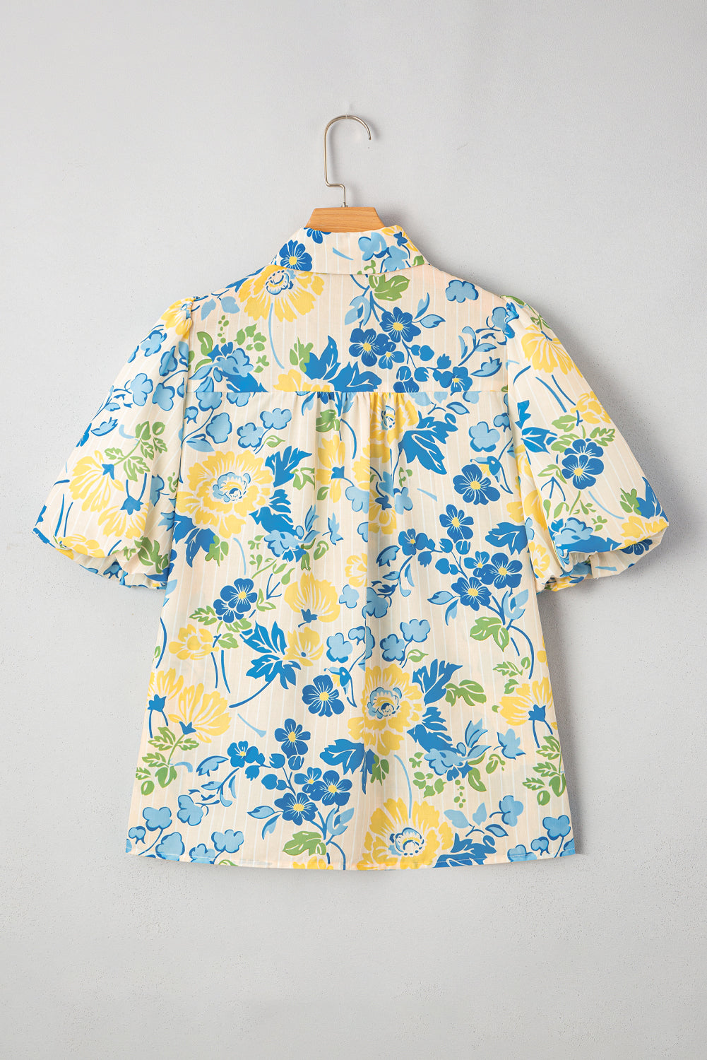 Floral Stripe Puff Sleeve Blouse