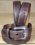 3D Crazy Correct Brown Men'S Western Basic Leather Belt