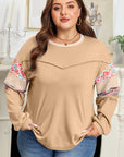 Plus Size Floral Patchwork Reverse Seam Top