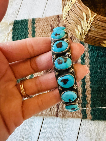 Old Pawn Navajo Sterling Silver & Sleeping Beauty Turquoise Cuff Bracelet