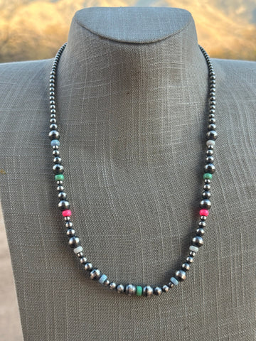 Navajo Style Navajo Pearl Sterling Silver Sherbet Opal Necklaces