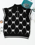 Amina Preppy Bow Zipped Collar Sweater