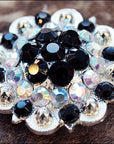 1.5" Hilason Western Style Crystal Silver Berry Rhinestone Bling Headstall , Saddle , Breast Collars Concho Black