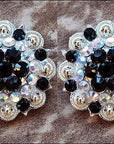 1.5" Hilason Western Style Crystal Silver Berry Rhinestone Bling Headstall , Saddle , Breast Collars Concho Black