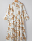 Plus Size Floral 3/4 Ruffle Sleeve Tiered Maxi Dress