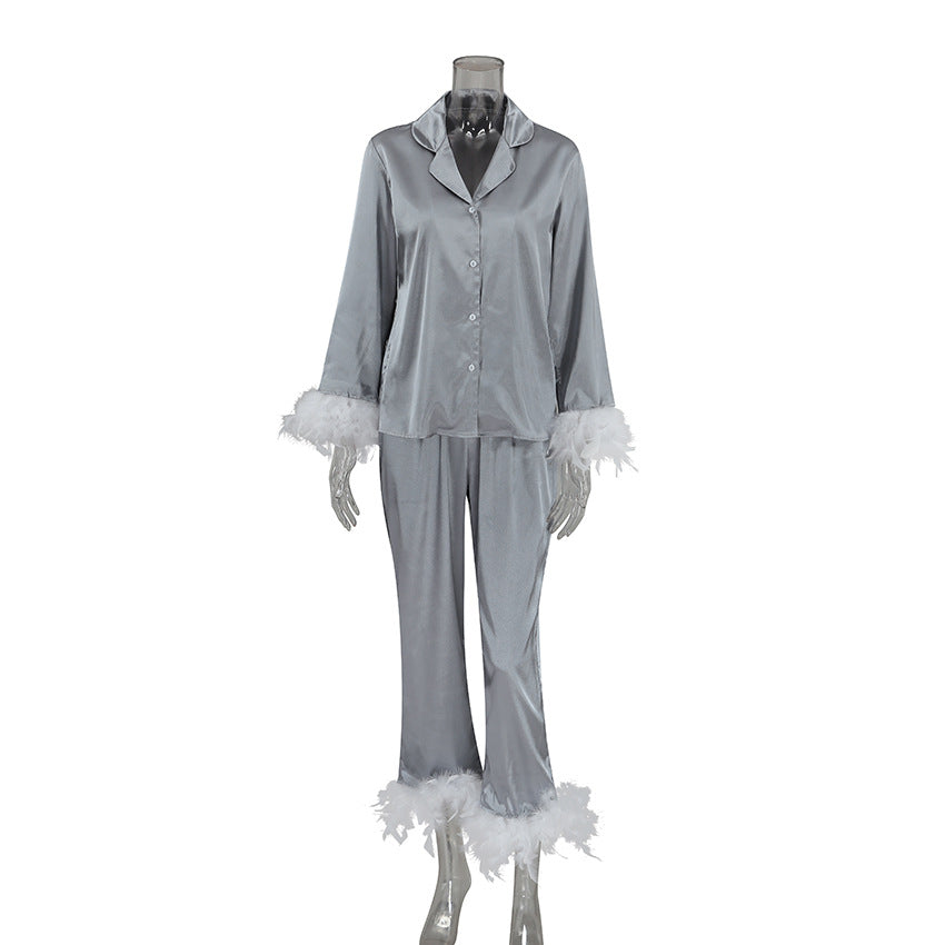 Heavenly Feathered Silk Pajamas in color options