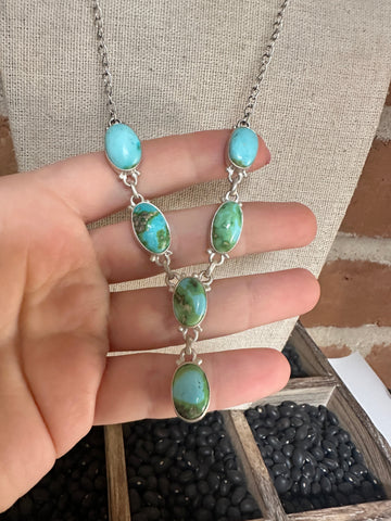Handmade Sterling Silver & Sonoran Mountain Turquoise Lariat Necklace