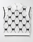 Amina Preppy Bow Zipped Collar Sweater