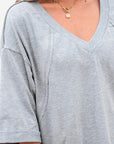 Solid Raglan Sleeve V-Neck T-Shirt