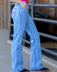 MIA TROUSERS - ACID WASH PINK POCKET