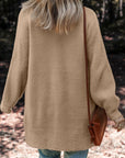 Solid Fuzzy Button-Front Cardigan