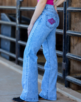 MIA TROUSERS - ACID WASH PINK POCKET