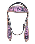 HILASON Western Horse Leather Headstall & Breast Collar Tack Set Zebra