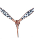 HILASON Western Horse Leather Headstall & Breast Collar Set White Leopard