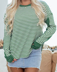 Stripe Thermal Knit Drop Shoulder Top