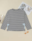 Plus Size Stripe Star Stitch Long Sleeve Top