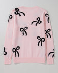 Pink Bow Knitted Loose Fit Sweater