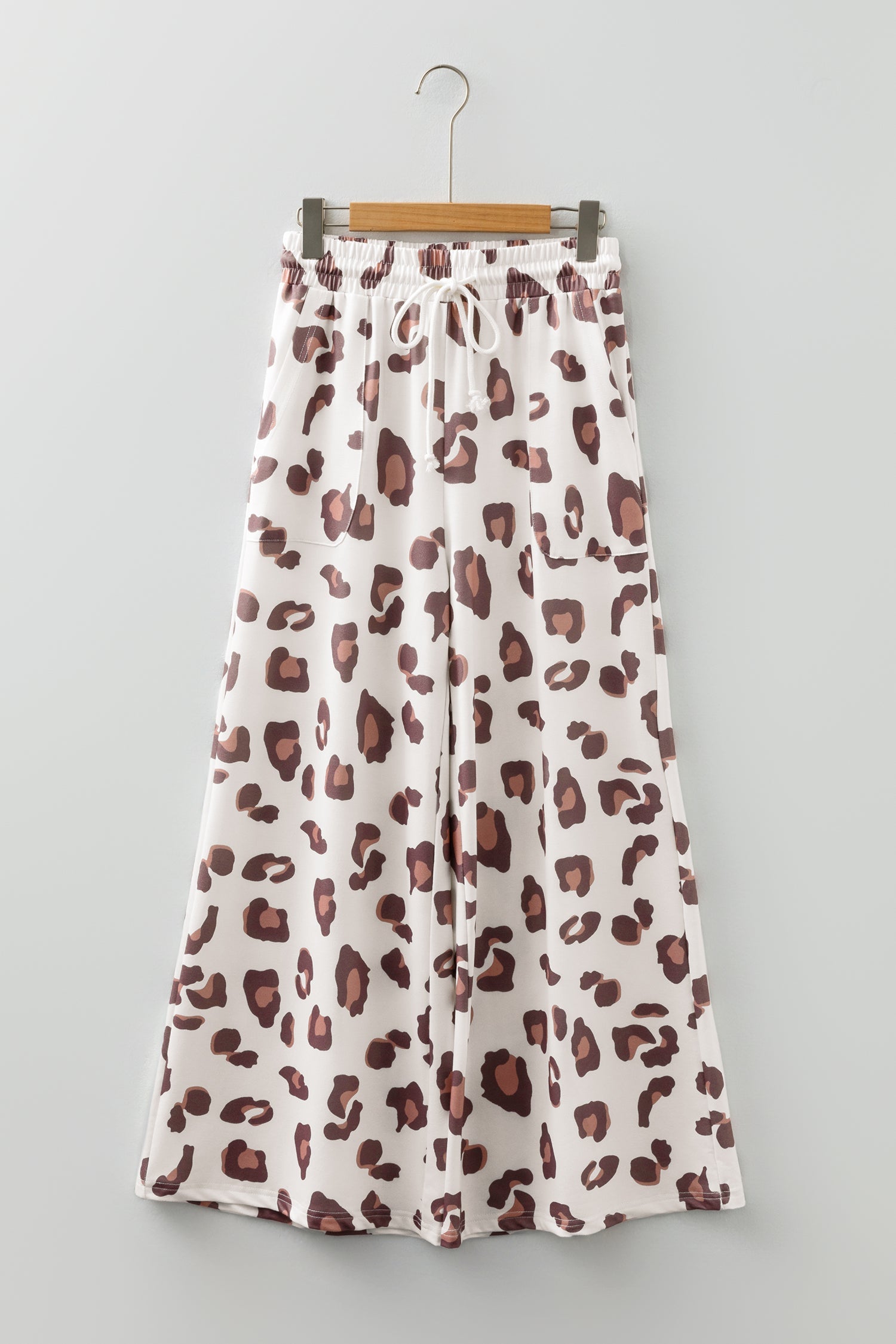 Leopard Drawstring High Waist Pocketed Pants