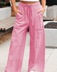 Mineral Wash Reverse Seam Drawstring Elastic Waist Pants