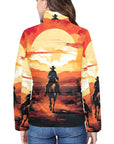 Sunset Cowboy Desert Women's Puffy Bomber Jacket
