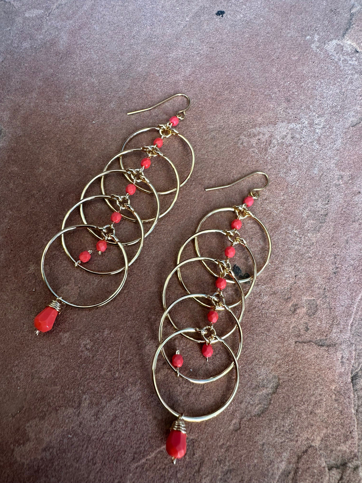 The Golden Collection: Handmade Coral Beaded Earrings