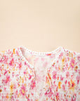 Floral Tassel Tie Smocked Blouse