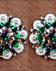 Brool Brown Green Crystals Berry Headstall Saddle Tack Cowgirl Hilason