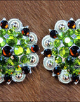 Perstop Green Brown Crystals Berry Headstall Saddle Hilason