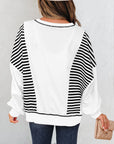 Stripe Colorblock Patchwork Contrast Stitch Sweatshirt