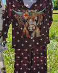 Cute Highland Stars Girl's Western Pajama Set