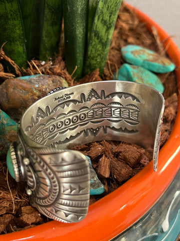 Navajo Sterling Silver and Royston Turquoise Cuff Bracelet by Roland Dixson
