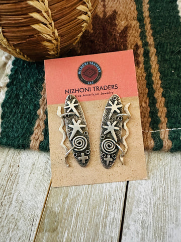 Old Pawn Navajo Sterling Silver Dangle Earrings by Alex Sanchez