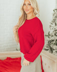 Bow Tie Backless Bubble Sleeve Sweater
