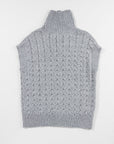 Cable Knit Turtleneck Batwing Short Sleeve Sweater