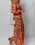 Floral Puff Sleeve Smocked Ruffle Maxi Dress
