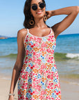 Floral Ricrac Trim Spaghetti Strap Swim Dress
