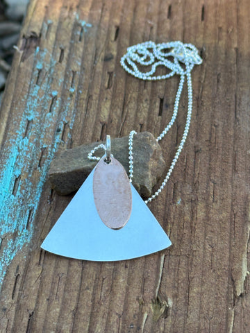 HAMMERED COPPER & SILVER SHAPES PENDANT NECKLACE