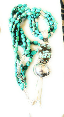 Vintage Navajo Turquoise & Silver Necklace | Old Pawn Blossom Jewelry