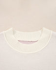 Bow Ribbed Trim Reverse Seam Drop Shoulder Sweater