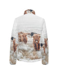 Highland Cow Herd Women's Puffy Bomber Jacket