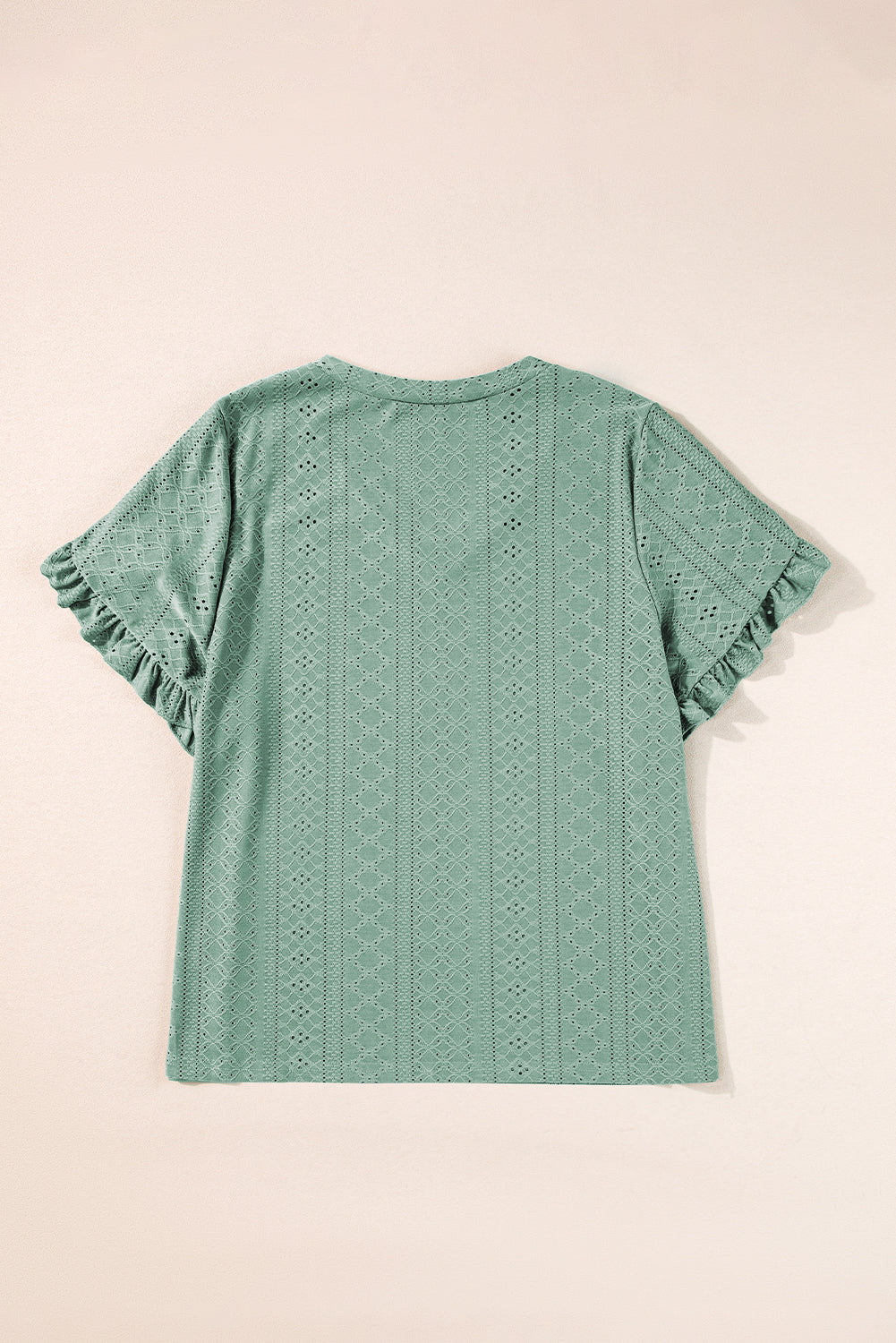 Lakelynn Petal Sleeve Jacquard V Neck Plus Size Blouse