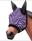 Tough-1 Purple Zebra Pattern Mesh Horse Fly Mask Western Tack