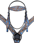 Hilason Western Horse Breast Collar Headstall American Leather Brown Turquoise