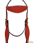 HILASON Western Horse Headstall Breast Collar Set Tack Genuine American Leather Basket Weave Mahogany
