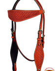 HILASON Western Horse Headstall Breast Collar Set Tack Genuine American Leather Basket Weave Mahogany