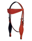 HILASON Western Horse Headstall Breast Collar Set Tack Genuine American Leather Basket Weave Mahogany