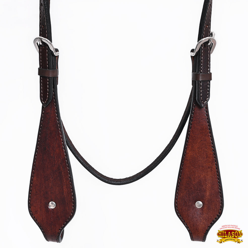 HILASON Western Horse Headstall Breast Collar Set Tack Genuine American Leather Plain Dark Brown