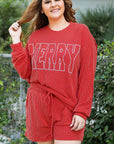 Plus Size Christmas MERRY Top and Shorts Set