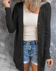 Solid Open-Front Buttoned Cardigan