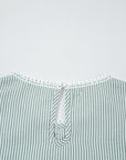 Meredith Stripe Lace Patchwork Crew Neck Tank Top